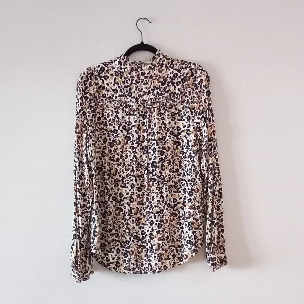 MAEVE Anthropologie Katia leopard print buttondown blouse with ruffles size 12 - Picture 15 of 15